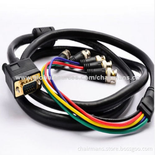 VGA to 5 BNC Monitor Cable with 1.8-50m, Gold-plated